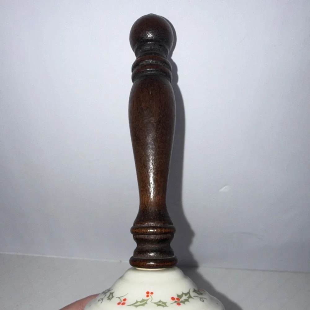 Gorham Porcelain Bell A Boy Meets His Dog Collectible Wooden Handle 1979